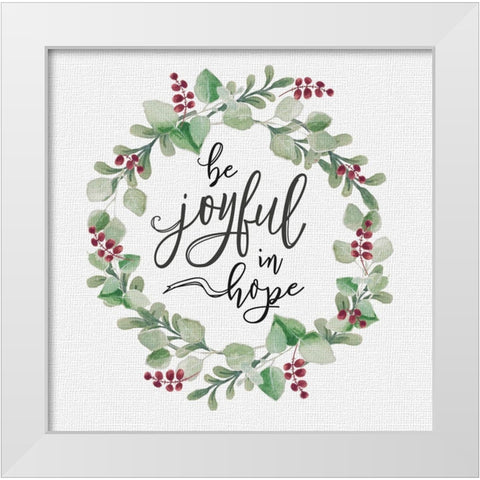 Cozy Christmas Wreath III White Modern Wood Framed Art Print by Hartworks