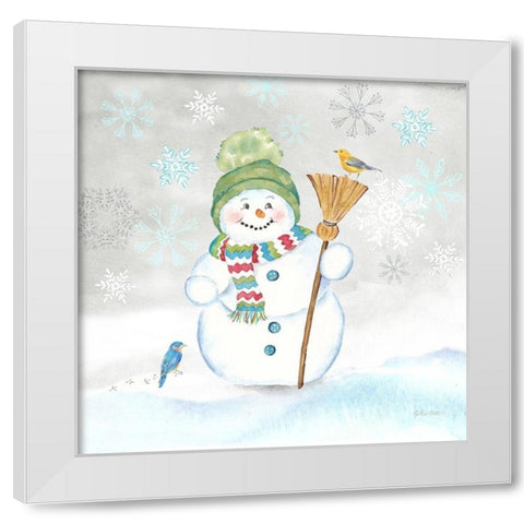 Let it Snow Blue Snowman IV White Modern Wood Framed Art Print by Coulter, Cynthia