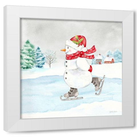 Let it Snow Blue Snowman V White Modern Wood Framed Art Print by Coulter, Cynthia