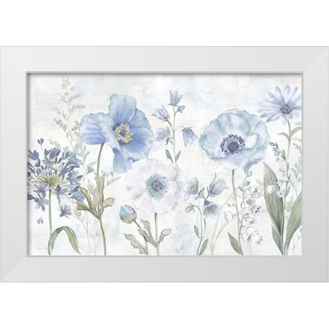 Country Botanical landscape Blue White Modern Wood Framed Art Print by Coulter, Cynthia