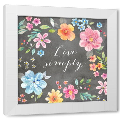 Whimsical Blooms sentiment black IV-Live Simply White Modern Wood Framed Art Print by Coulter, Cynthia