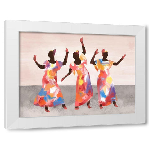 Dancing Together White Modern Wood Framed Art Print by Bannarot