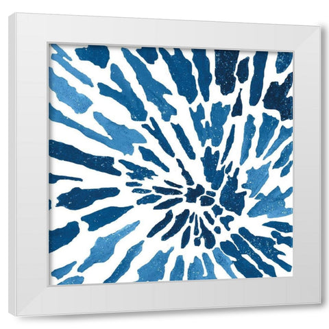 Blue Floral Burst I White Modern Wood Framed Art Print by Lee C