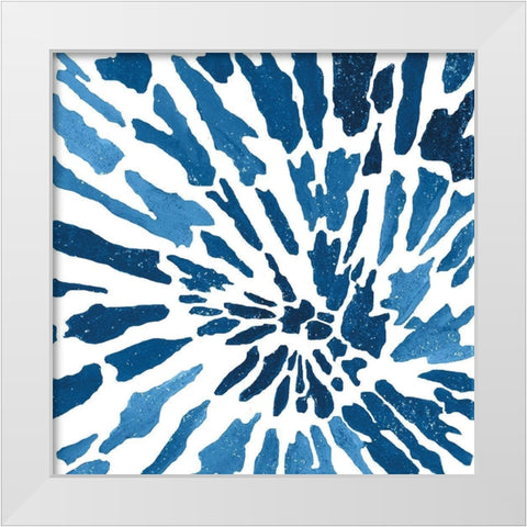 Blue Floral Burst I White Modern Wood Framed Art Print by Lee C