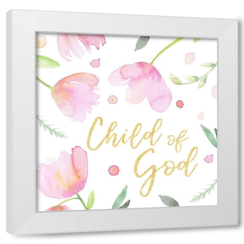 Soft Pink Flowers I-Child of God White Modern Wood Framed Art Print by Noonday Design