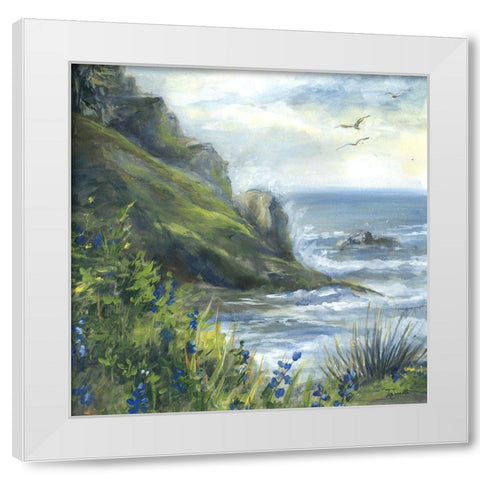 Blue Bell Ocean landscape White Modern Wood Framed Art Print by Tre Sorelle Studios