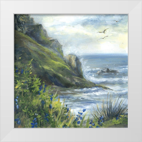 Blue Bell Ocean landscape White Modern Wood Framed Art Print by Tre Sorelle Studios