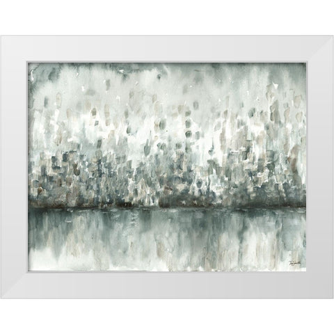 Lakeside Abstract Grey Neutral White Modern Wood Framed Art Print by Tre Sorelle Studios