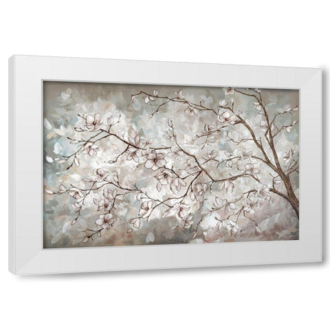 Magnolia Branches Neutral landscape White Modern Wood Framed Art Print by Tre Sorelle Studios