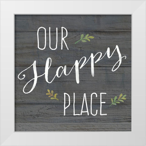 Farmhouse Sign black II-Our Happy Place White Modern Wood Framed Art Print by Coulter, Cynthia