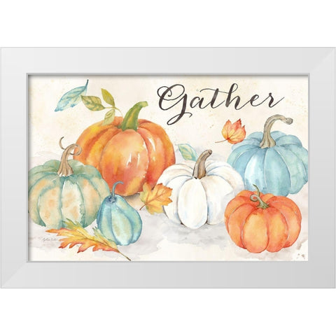 Pumpkin Patch Landscape Sentiment White Modern Wood Framed Art Print by Coulter, Cynthia