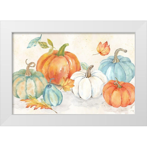 Pumpkin Patch Landscape White Modern Wood Framed Art Print by Coulter, Cynthia