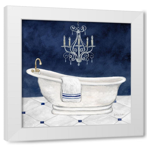 Navy Blue Bath I White Modern Wood Framed Art Print by Coulter, Cynthia