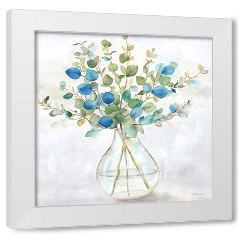 Eucalyptus Vase Navy II White Modern Wood Framed Art Print by Coulter, Cynthia