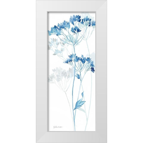 Indigo Botanical panel IV White Modern Wood Framed Art Print by Coulter, Cynthia