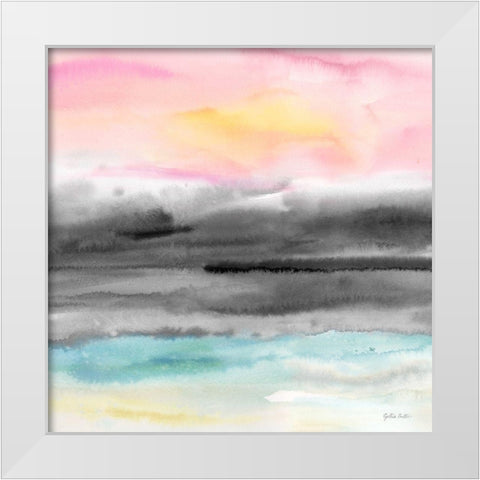 Pink Sunset Abstract square I White Modern Wood Framed Art Print by Coulter, Cynthia