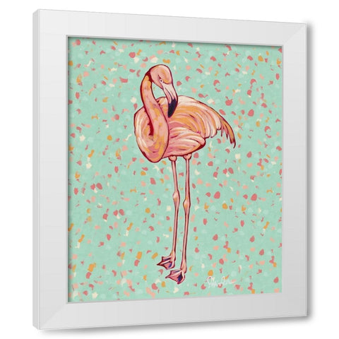 Flamingo portrait I White Modern Wood Framed Art Print by Augustine, Jodi