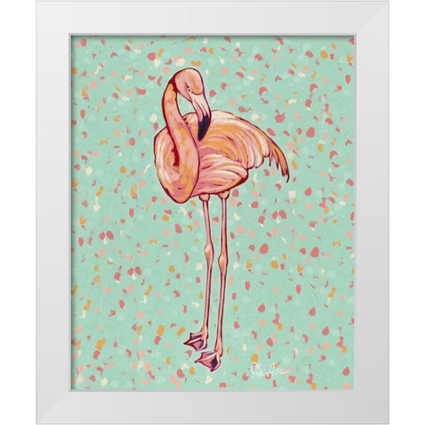 Flamingo portrait I White Modern Wood Framed Art Print by Augustine, Jodi