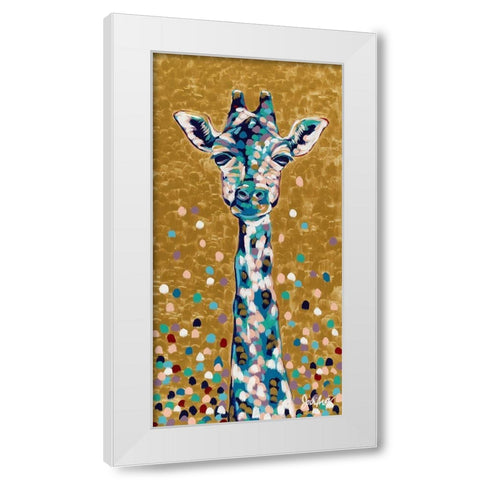 Golden Girl Giraffe White Modern Wood Framed Art Print by Augustine, Jodi
