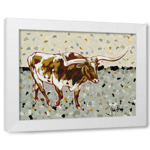 Longhorn Steer White Modern Wood Framed Art Print by Augustine, Jodi