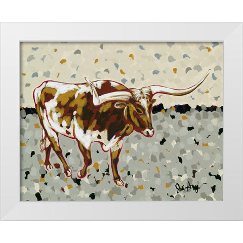 Longhorn Steer White Modern Wood Framed Art Print by Augustine, Jodi
