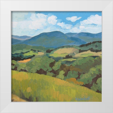 Green Hills square White Modern Wood Framed Art Print by Wentzell, Kristina