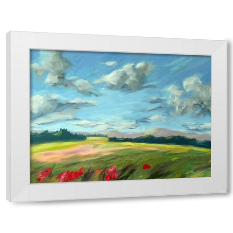 Scarlet Meadow green White Modern Wood Framed Art Print by Wentzell, Kristina