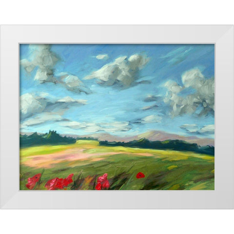 Scarlet Meadow green White Modern Wood Framed Art Print by Wentzell, Kristina