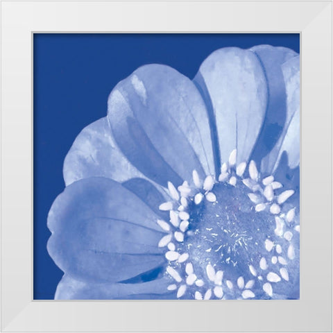 Flower Pop blue I White Modern Wood Framed Art Print by Cusson, Marie Elaine