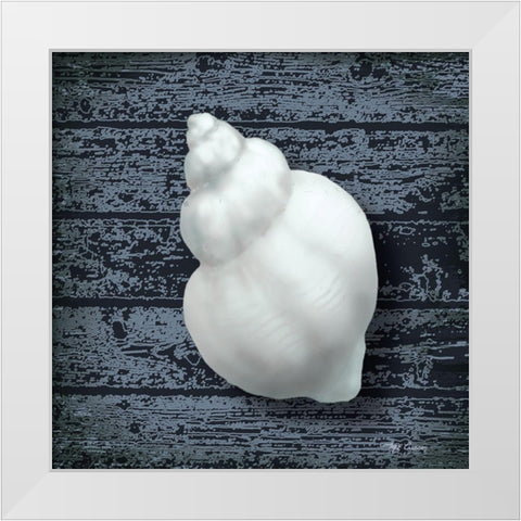 Seashore Shells Navy IV White Modern Wood Framed Art Print by Cusson, Marie Elaine
