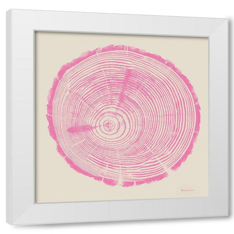 Tree Trunk pink on cream White Modern Wood Framed Art Print by Cusson, Marie Elaine