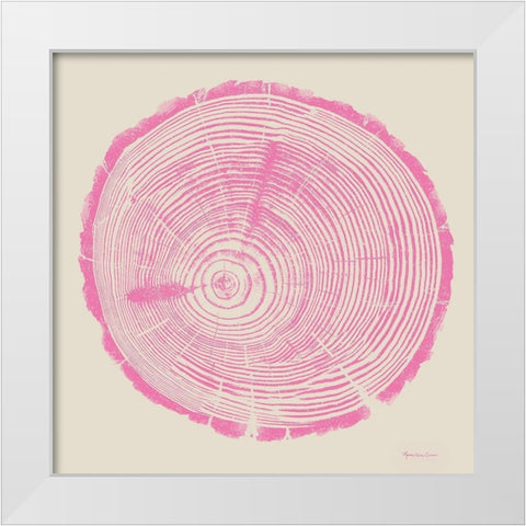 Tree Trunk pink on cream White Modern Wood Framed Art Print by Cusson, Marie Elaine