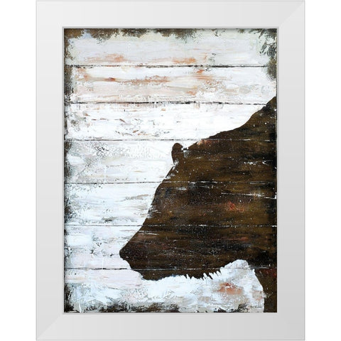 Wild Bear portrait White Modern Wood Framed Art Print by Cusson, Marie Elaine