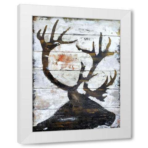 Wild Caribou portrait White Modern Wood Framed Art Print by Cusson, Marie Elaine
