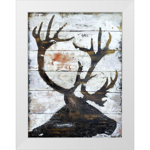 Wild Caribou portrait White Modern Wood Framed Art Print by Cusson, Marie Elaine