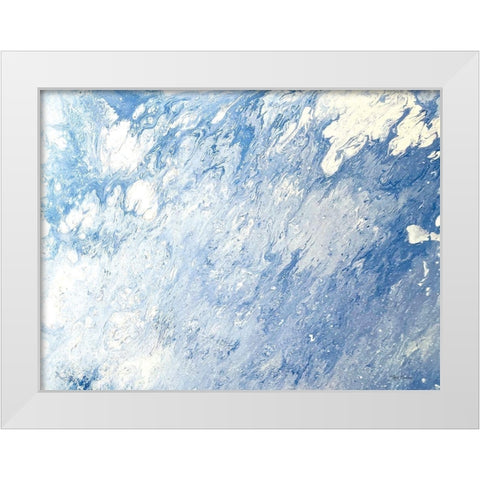 Earth Blues Abstract landscape White Modern Wood Framed Art Print by Cusson, Marie Elaine