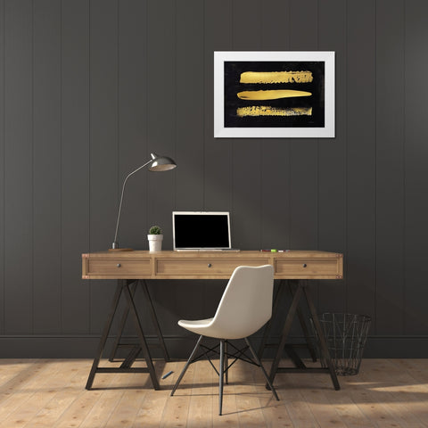 Golden Stripes I White Modern Wood Framed Art Print by Cusson, Marie Elaine