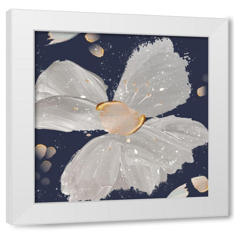 Contemporary Floral Gray on Blue White Modern Wood Framed Art Print by Northern Lights