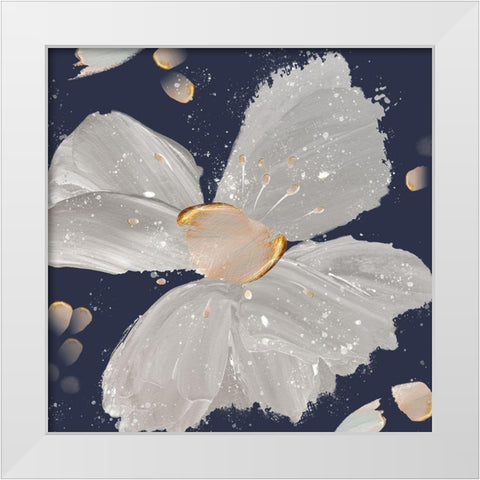 Contemporary Floral Gray on Blue White Modern Wood Framed Art Print by Northern Lights