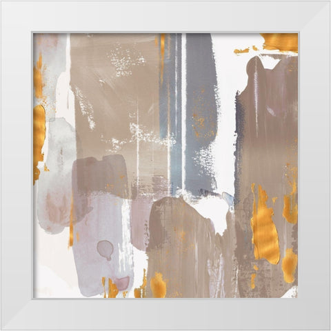 Icescape Abstract Grey Gold I White Modern Wood Framed Art Print by Northern Lights