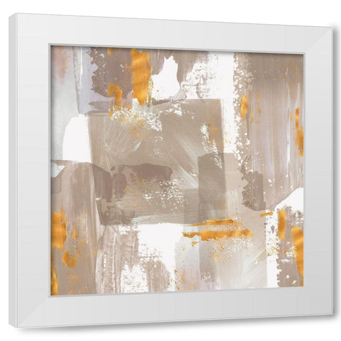 Icescape Abstract Grey Gold II White Modern Wood Framed Art Print by Northern Lights