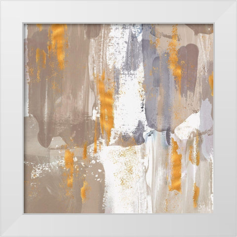 Icescape Abstract Grey Gold III White Modern Wood Framed Art Print by Northern Lights