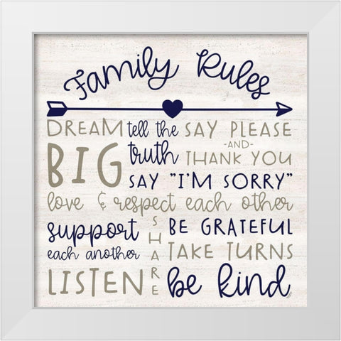 Family Rules III farmhouse White Modern Wood Framed Art Print by Reed, Tara