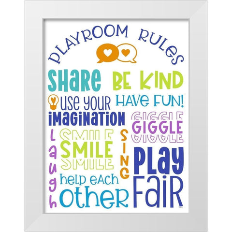 Playroom Rules portrait White Modern Wood Framed Art Print by Reed, Tara
