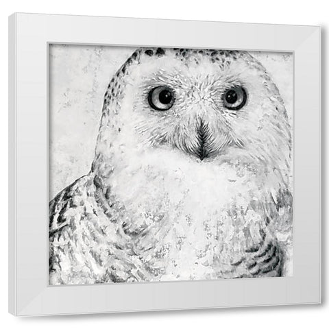 Portrait of a Snowy Owl White Modern Wood Framed Art Print by Cusson, Marie Elaine