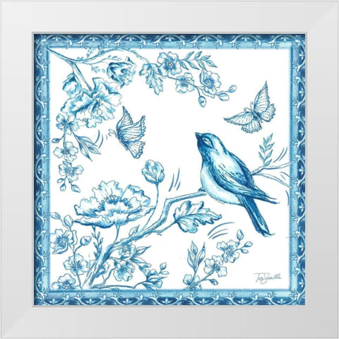 Chinoiserie Tile II White Modern Wood Framed Art Print by Tre Sorelle Studios