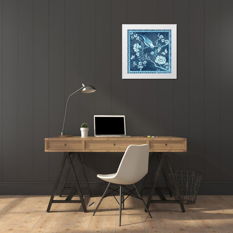 Chinoiserie Tile blue I White Modern Wood Framed Art Print by Tre Sorelle Studios