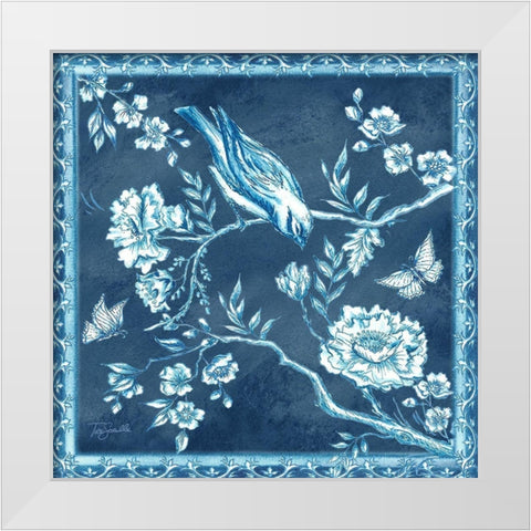 Chinoiserie Tile blue I White Modern Wood Framed Art Print by Tre Sorelle Studios