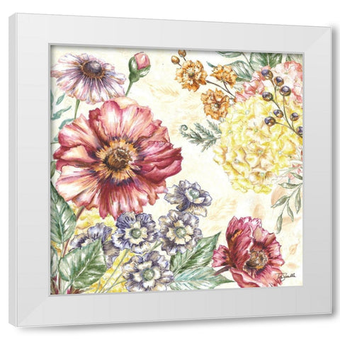 Wildflower Medley square I White Modern Wood Framed Art Print by Tre Sorelle Studios