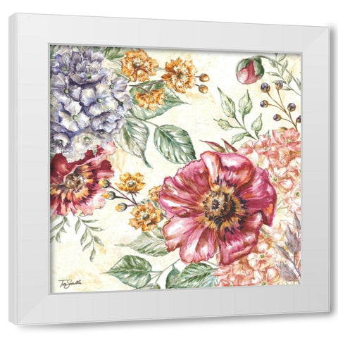 Wildflower Medley square II White Modern Wood Framed Art Print by Tre Sorelle Studios